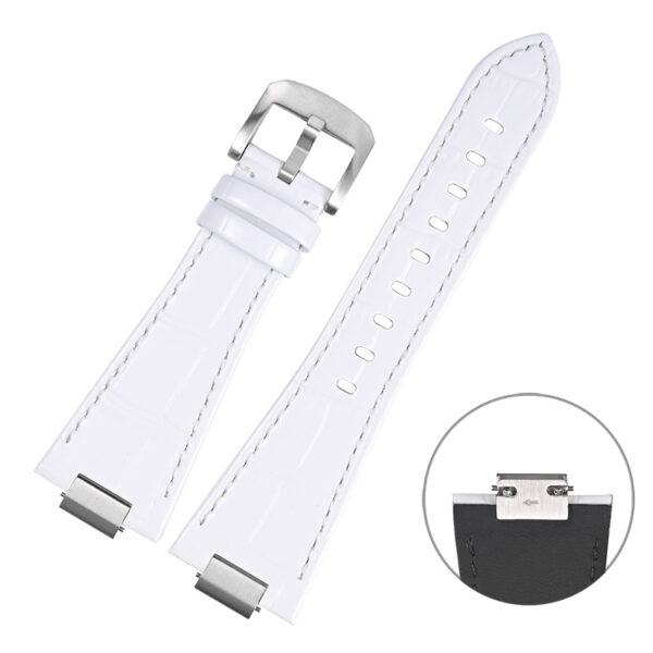 White Strap Band for PRX Mod Case with Quick-Release in Alligator/Crocodile Grain with End Link 26x12mm
