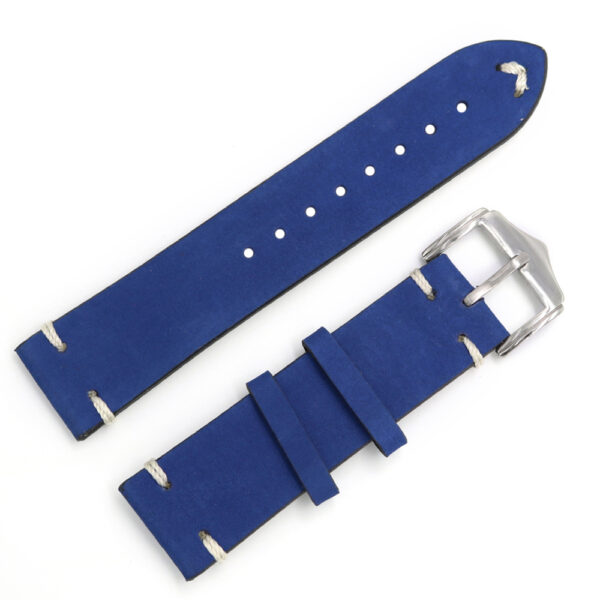 Blue Strap for Seiko Mod in Cowhide Suede 20, 22, 24mm