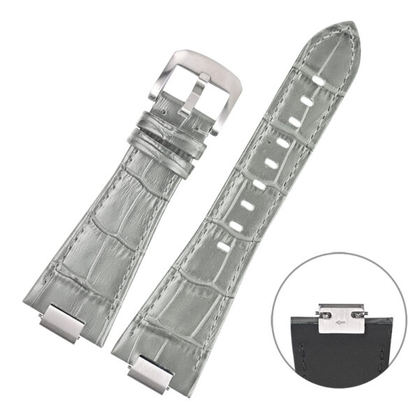 Gray Strap Band for PRX Mod Case with Quick-Release in Alligator/Crocodile Grain with End Link 26x12mm