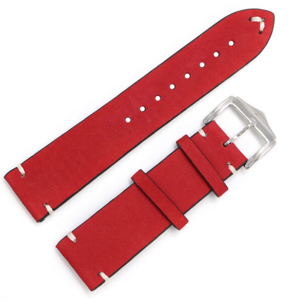 Red Strap for Seiko Mod in Cowhide Suede 20, 22, 24mm