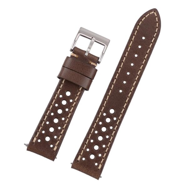 Brown Quick Release Leather Racing Watch Strap in 20, 22mm