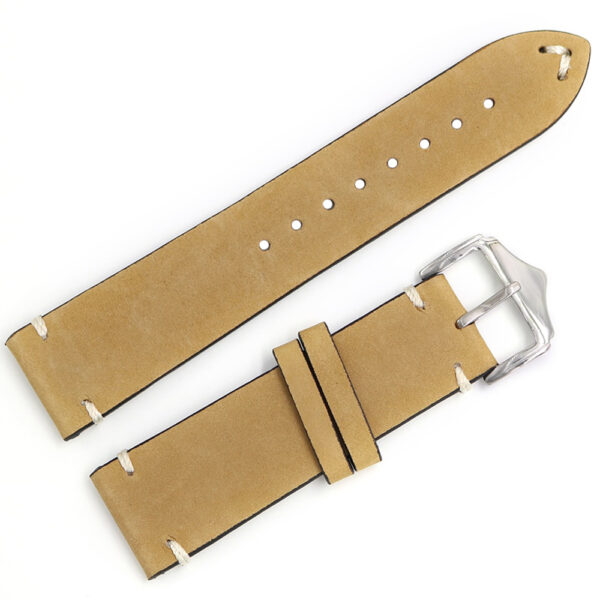 Beige Strap for Seiko Mod in Cowhide Suede 20, 22, 24mm