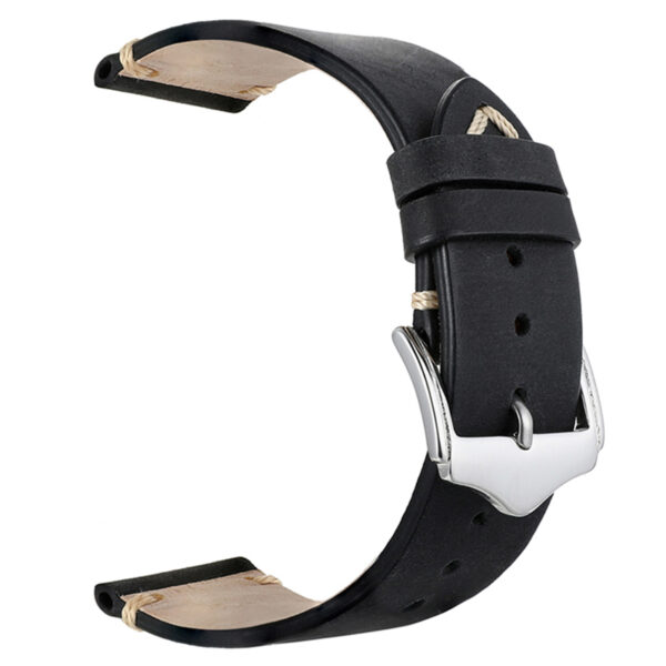 Black Seiko Mods Leather Watch Strap in Calf - 18,20,22mm