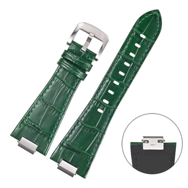 Green Strap Band for PRX Case with Quick-Release in Alligator/Crocodile Grain with End Link 26x12mm