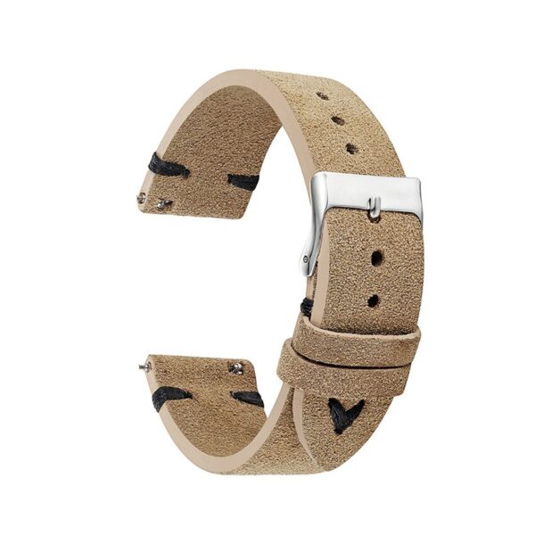 Beige Suede Strap Band in Leather with Black Stitching