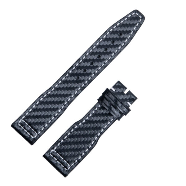 Black Carbon Fiber Leather Band Strap For Seiko Mod - 2 Sizes