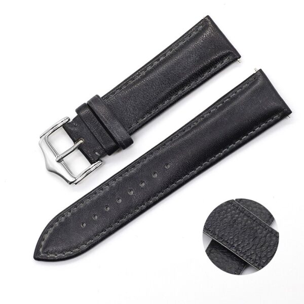 Black Seiko Mods Leather Watch Strap in Calf Leather - 20, 22mm