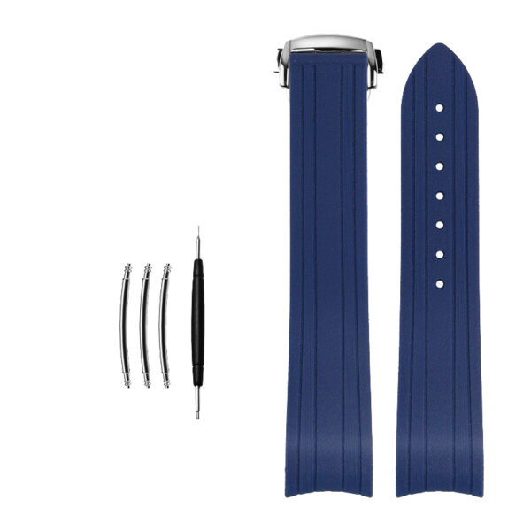 Blue Rubber Strap for Seiko Mod Seamaster Case Curved with Folding Buckle - 20mm