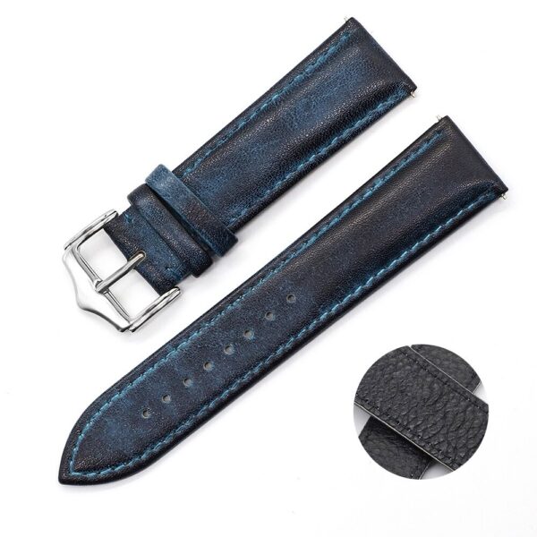 Blue Seiko Mods Leather Watch Strap in Calf Leather - 20, 22mm