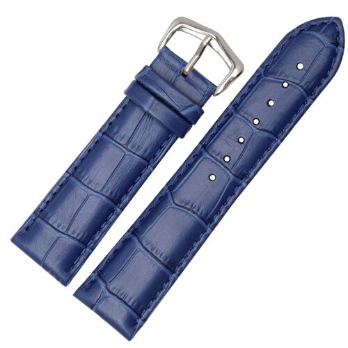 Blue Leather Strap in Crocodile Grain – 4 Sizes