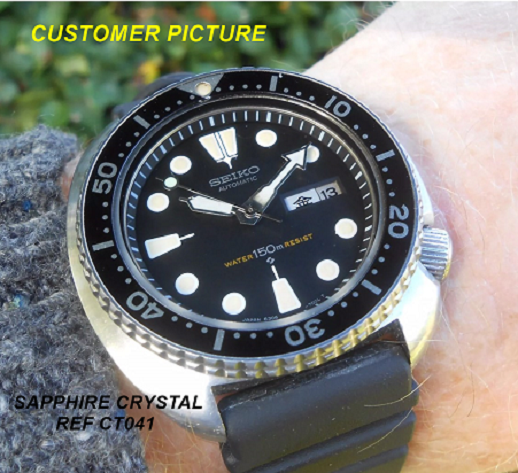 CT041 – Flat Sapphire Crystal – 150M Auto Divers 6306 6309 +