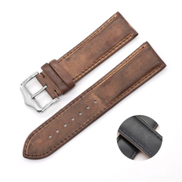 Brown Seiko Mods Leather Watch Strap in Calf Distressed Leather - 20, 22mm