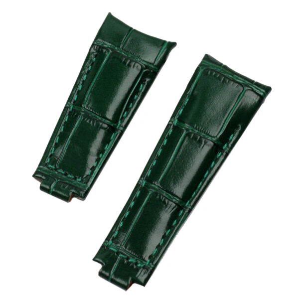 Green Curved Strap for Seiko Mod Daytona, Submariner, GMT I & II in Crocodile Grain