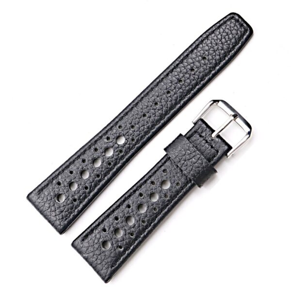 Black Corfam Racing Leather Strap in 20,22mm