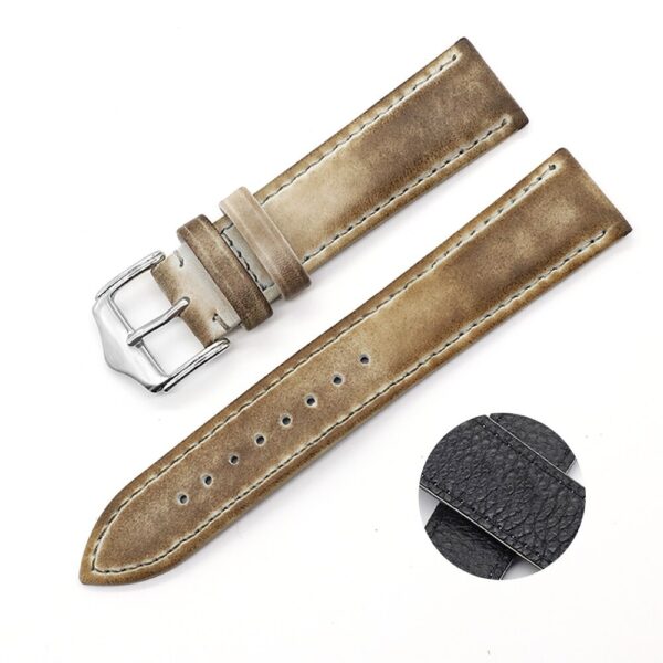 Distressed Beige Seiko Mods Leather Watch Strap in Calf Leather - 20, 22mm