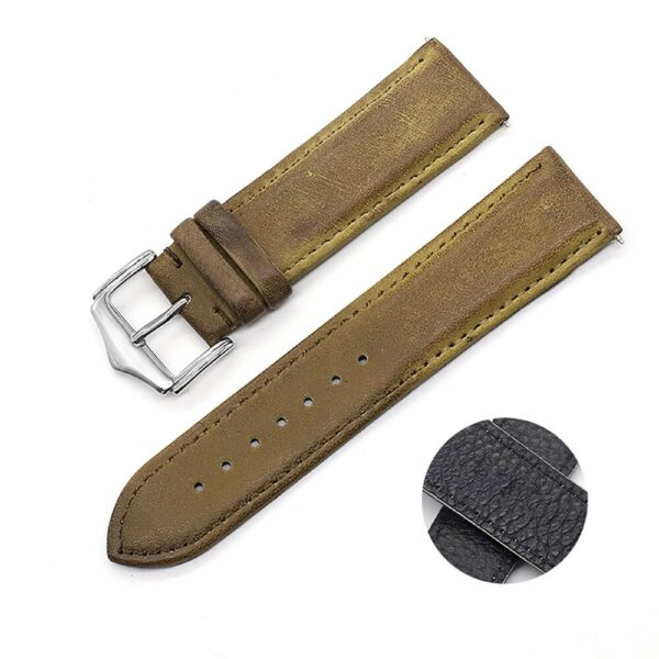 Khaki Seiko Mods Leather Watch Strap in Calf Leather - 20, 22mm