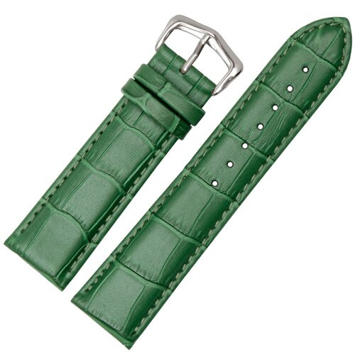Green Leather Strap in Crocodile Grain