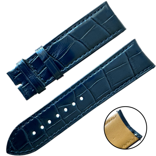 Handmade Navy Blue Genuine Alligator Leather Strap Bracelet for Seiko Mods