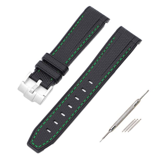 Black & Green Curved Rubber Strap Band for Seiko Mod - 20mm