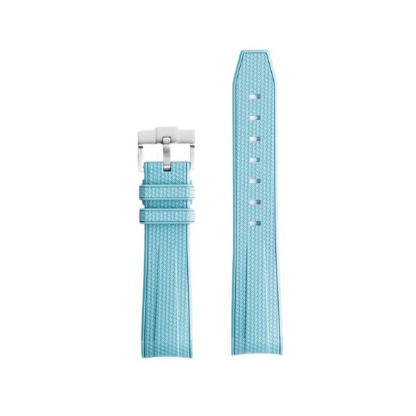 Light Blue Curved Canvas Rubber Strap Band for Seiko Mod - 20mm