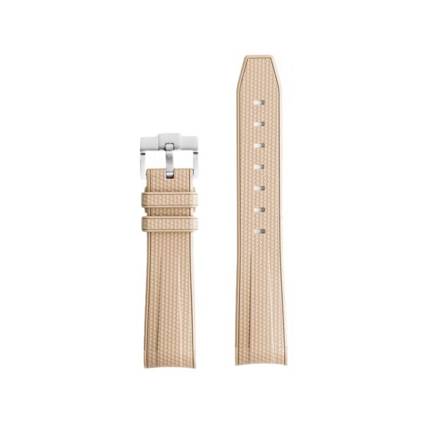 Light Brown Curved Canvas Rubber Strap Band for Seiko Mod - 20mm