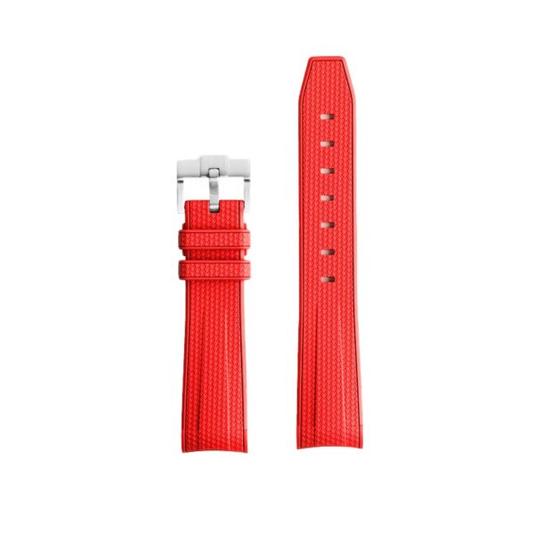 Red Curved Canvas Rubber Strap Band for Seiko Mod - 20mm