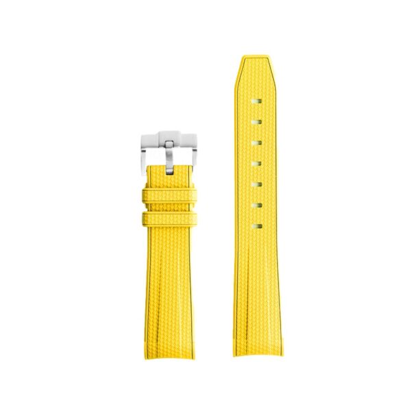 Yellow Curved Canvas Rubber Strap Band for Seiko Mod - 20mm
