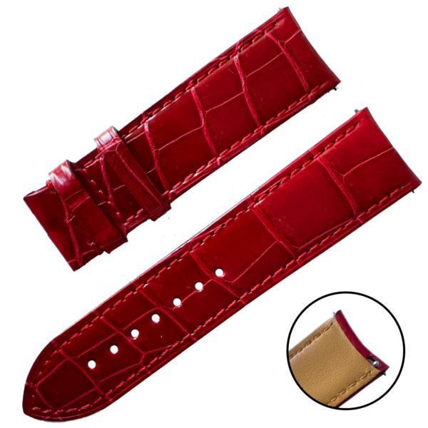 Handmade Red Genuine Alligator Leather Strap Bracelet for Seiko Mod