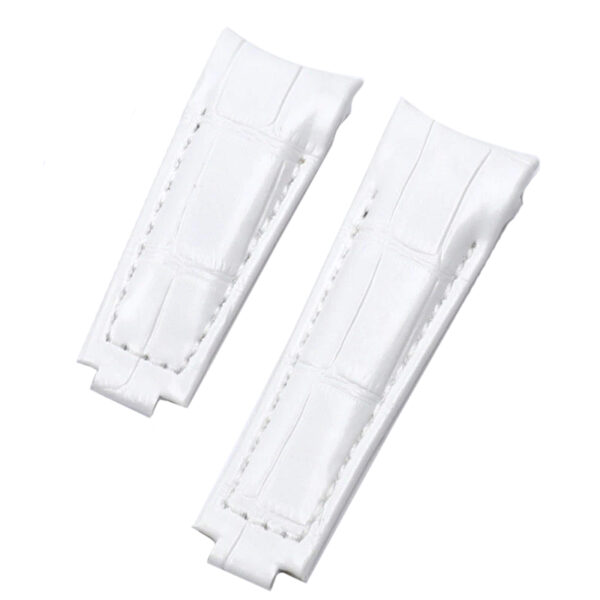 White Curved Strap for Seiko Mod Daytona, Submariner, GMT I & II in Crocodile Grain