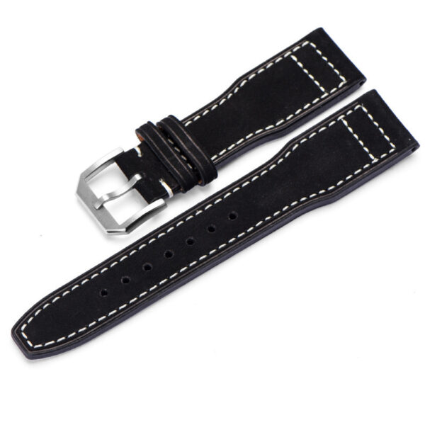 Black Strap Band In Leather Horseback 22mm