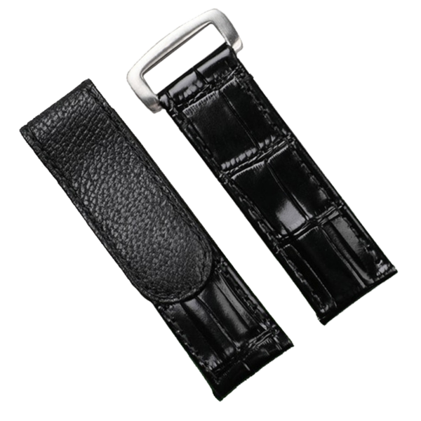 Black Velcro Strap Bracelet for Seiko Mod Submariner, Daytona, GMT in Crocodile Leather Grain - 20mm