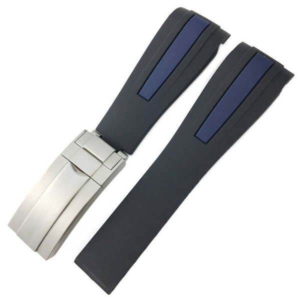 Black & Blue Barre Rubber Strap for Submariner, Daytona Mod - 20mm