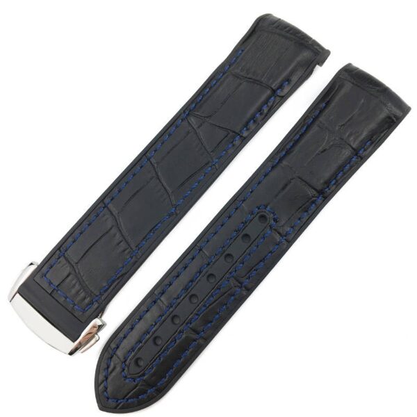 Black & Blue Strap Bracelet for Seamaster Mod In Crocodile/Alligator & Rubber - 19,20,21,22mm