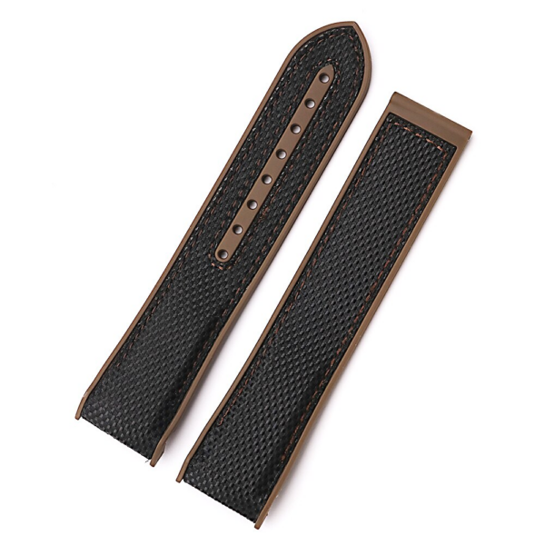Black & Brown Strap Bracelet for Seamaster Mod In Nylon & Rubber - 20,22mm