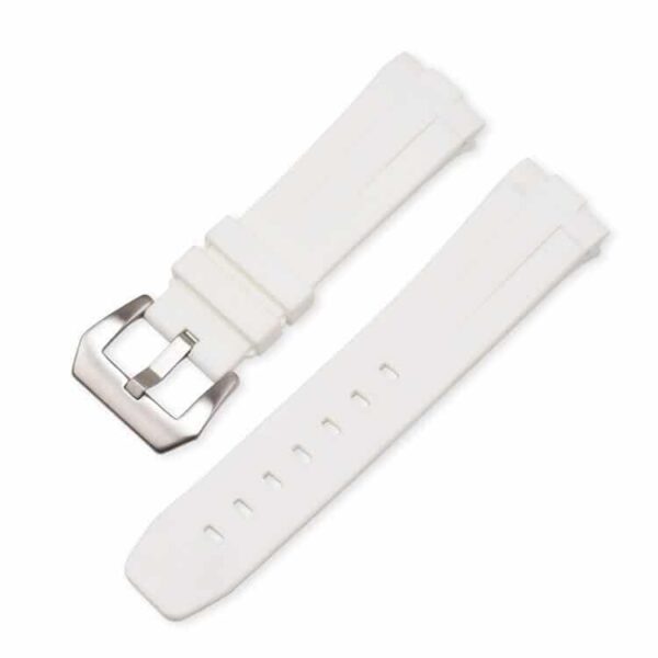 White Curved Rubber Strap for Seiko Mods Luminor, Marina Mod
