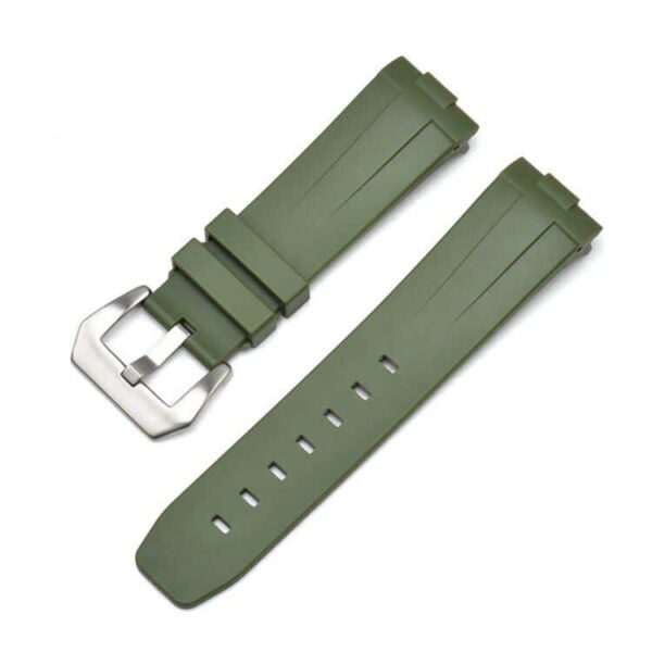 Green Curved Rubber Strap for Seiko Mods Luminor, Marina Mod