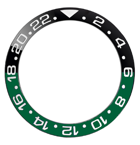 Black & Green Insert Bezel for Seiko Mods Submariner, GMT II Ceramic 38mm