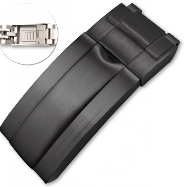 Black PVD/DLC Glidelock Folding Buckle for Seiko Mods Submariner, GMT I & II 16mm Stainless Steel