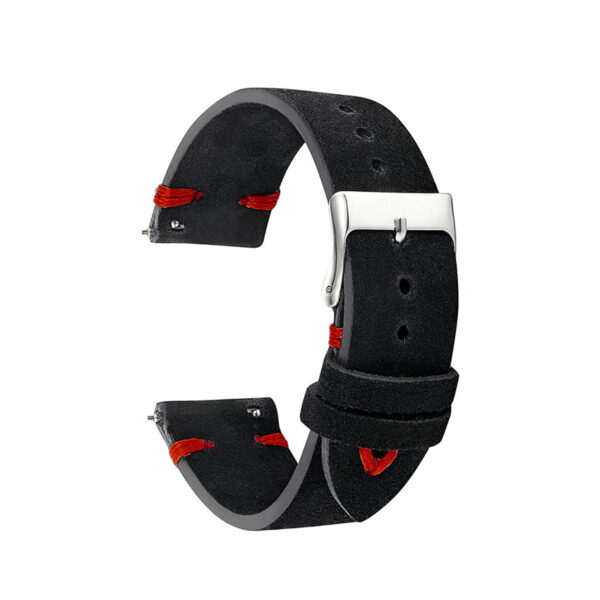 Red & Black Leather Suede Strap Band