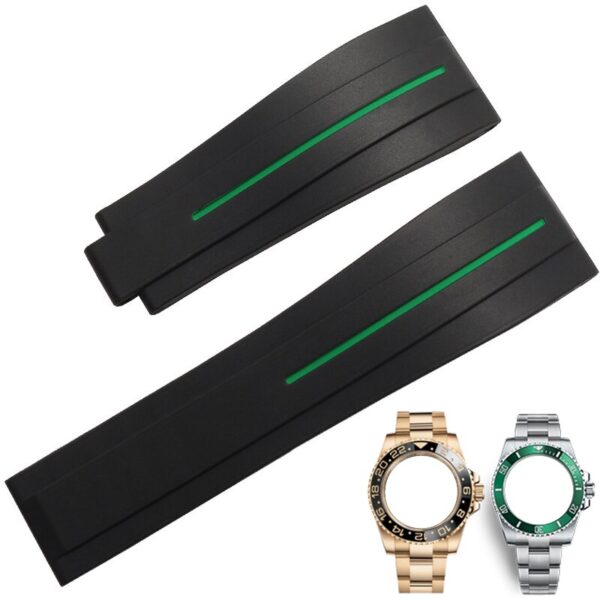 Black & Green With Line Rubber Strap for Submariner, GMT, Daytona Mod – 20mm