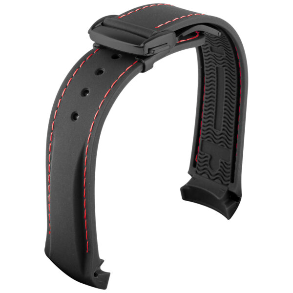 Black & Red Strap Bracelet for Seamaster, Planet Ocean Mod in Rubber - 20,22mm