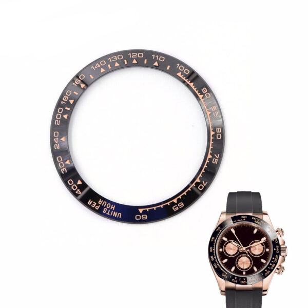 Black & Rose Gold Ceramic Bezel for Seiko Mods Daytona