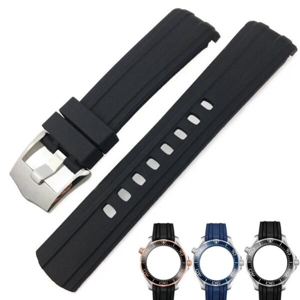 Black Rubber Strap Bracelet for Seamaster Mod