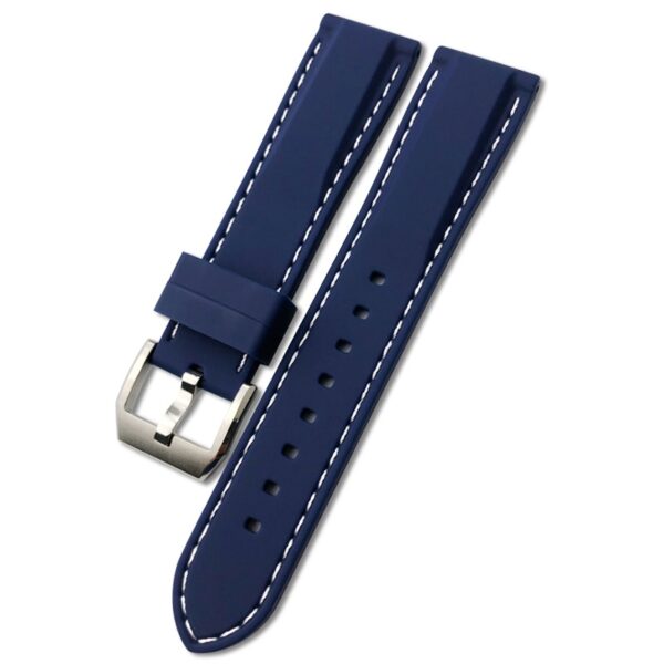 Blue Strap Band for Seiko Mod In Rubber with White Stitching