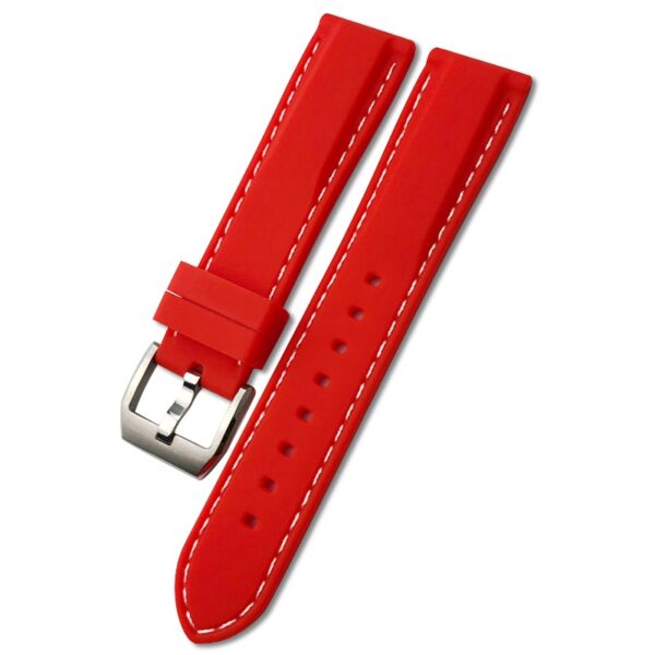 Red Strap Band for Seiko Mod In Rubber with White Stitching