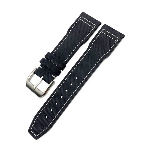 Black Strap Band Seiko Mod In Nylon with White Stitching 20,21,22mm
