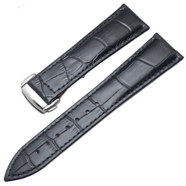 Black Strap Bracelet for Speedmaster, Seamaster, Planet Ocean Mod In Crocodile/Alligator Grain - 20,22mm