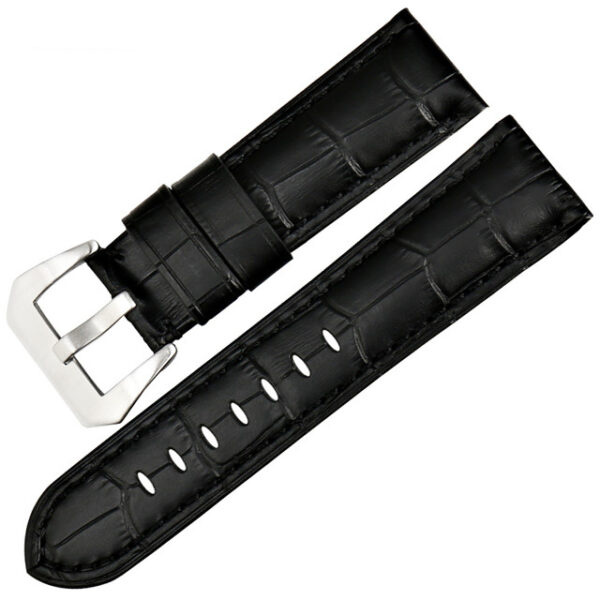 Black Strap for Luminor, Marina, Submersible Mod In Crocodile/Alligator Grain - 22, 24, 26mm