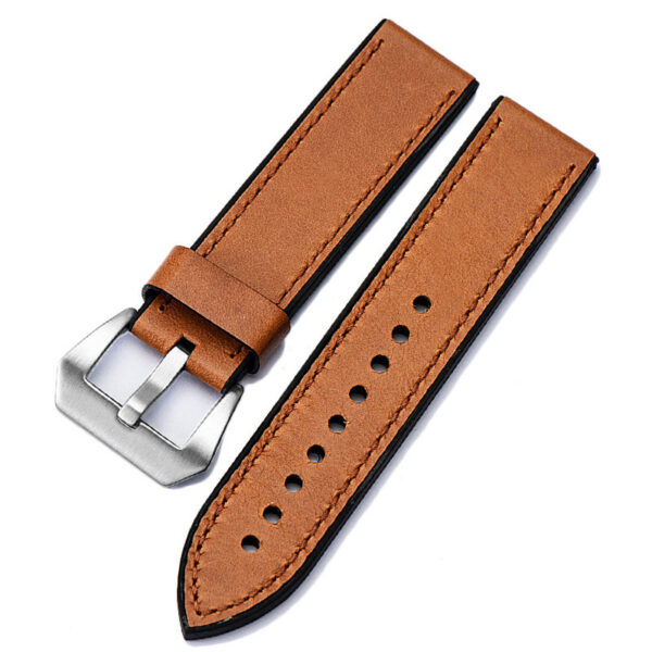 Cognac Strap for Luminor, Marina, Submersible Mod In Leather & Rubber Back - 22, 24, 26mm