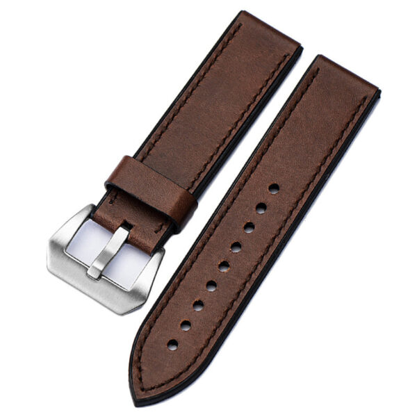 Brown Strap for Luminor, Marina, Submersible Mod In Leather & Rubber Back - 22, 24, 26mm